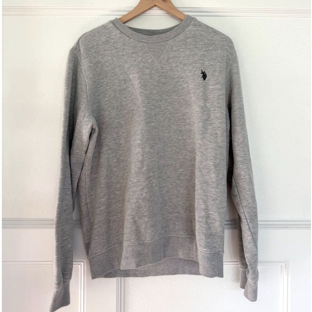US Polo Assn Luxury Feel Sweatshirt Mens Large Gray Crewneck Embroidered Logo